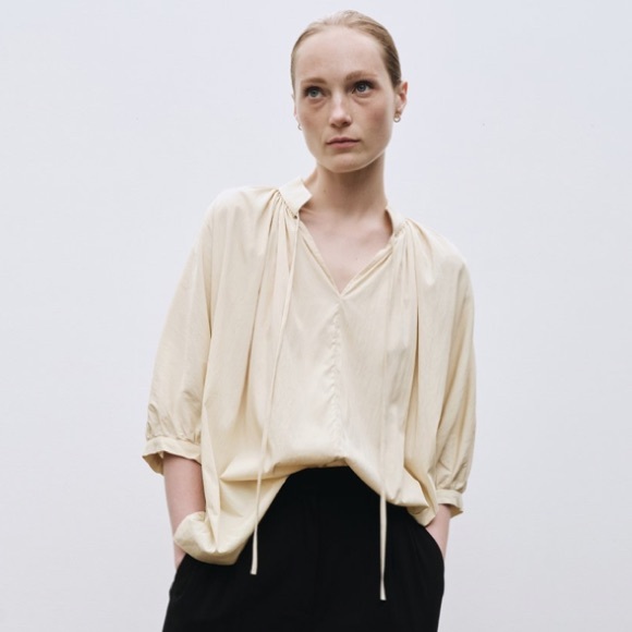 Mijeong Park Shirred Blouse Light Yellow XS/S - Picture 2 of 8